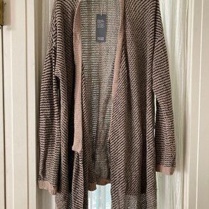 Eileen Fisher Organic Cotton Striped Cardigan L